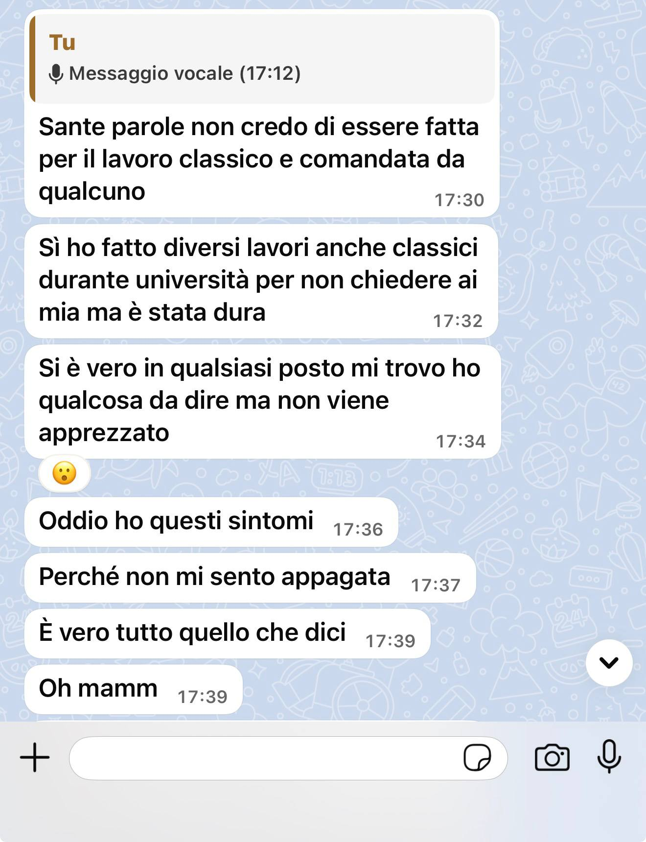 Messaggi di una cliente che si riconosce nell’analisi di Yana